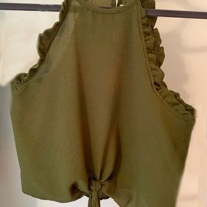 M I N E deep green knotted top